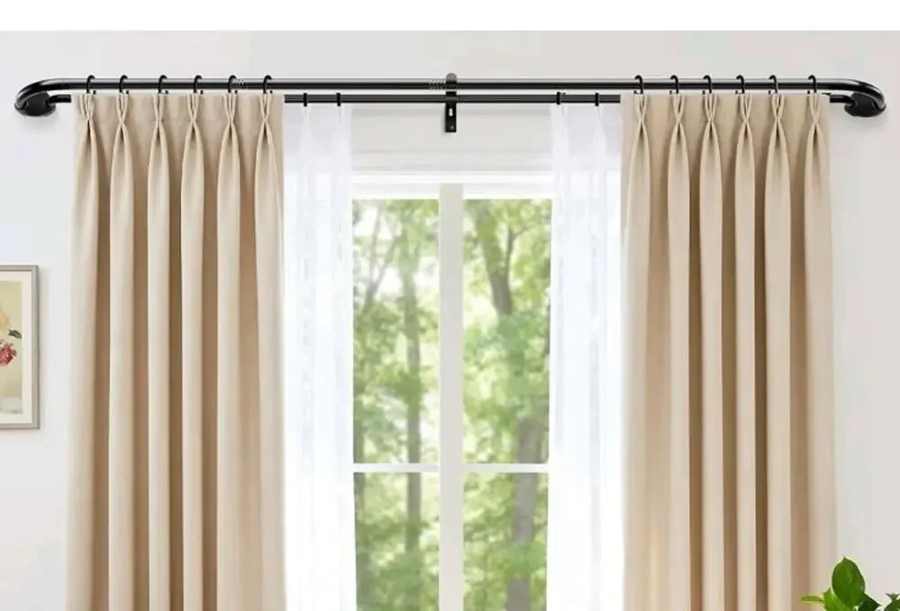 Double Curtain Rods 48 to 84 Inches, Wrap Around Curtain Rods